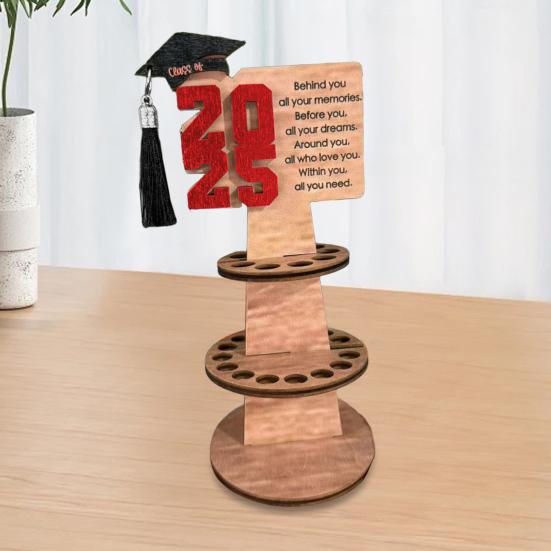 Graduation Wooden Money Holder Tower Double Layers Cash Storage Rack Class of 2025 Graduates Money Gift Grad Party Desktop Decoration