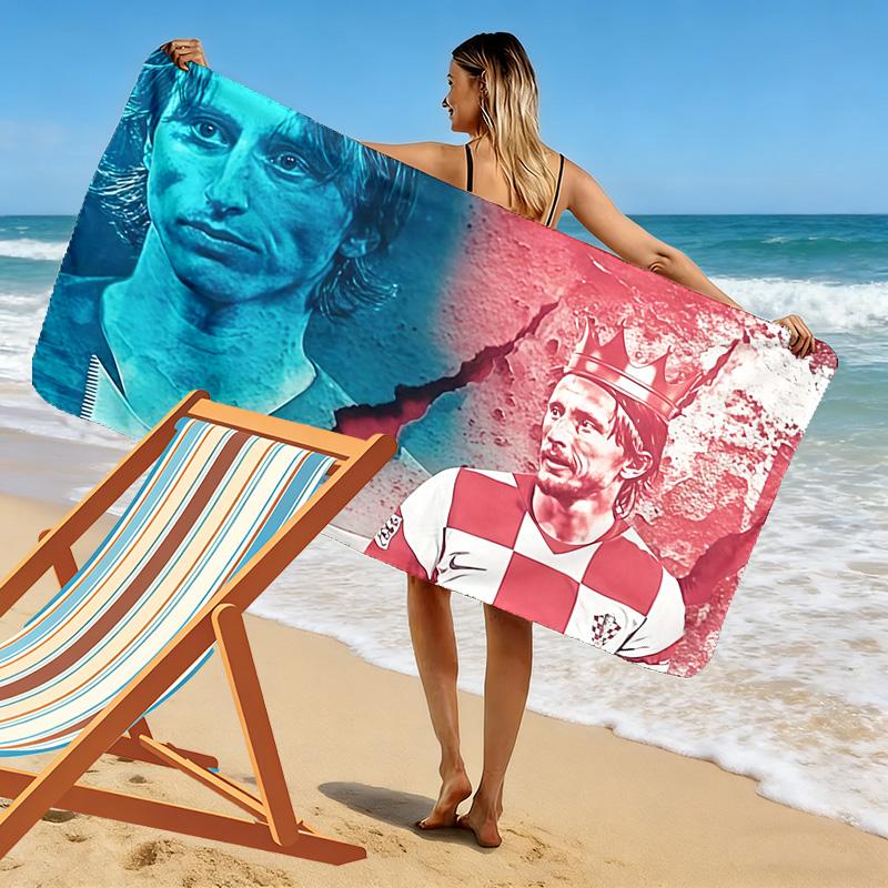 Luka Modrić Print Beach Towel, Large Soft Quick Dry Towel for Beach Camping Swimming