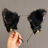 Black Cat Ear Headband with Necklace Girl Plush Furry Cat Ear Hair Band for Girl Women Adult Cosplay Party Fancy Dress Halloween