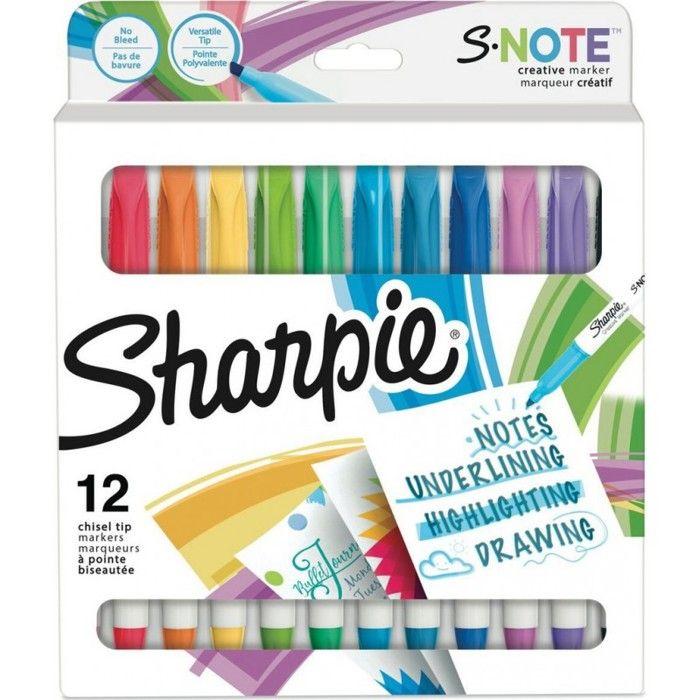 SHARPIE S-Note Creative Markers, Chisel Tip, Set of 12, Soft Colors