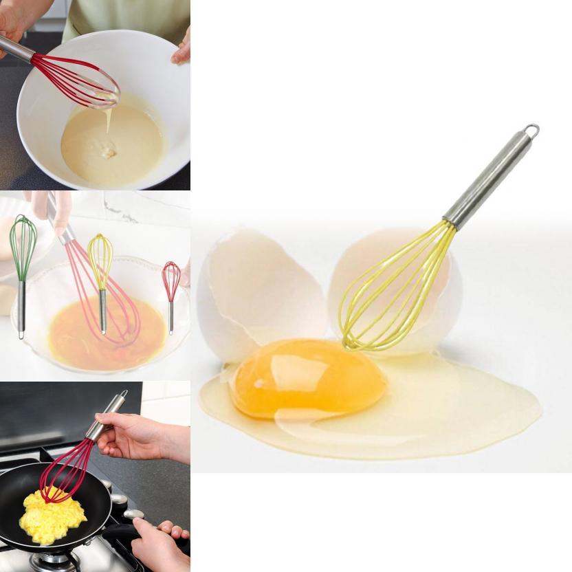 Factory Custom Stainless Steel 304 Egg Beater Cream Whisk Mixer 10 Inch Yellow Silicone