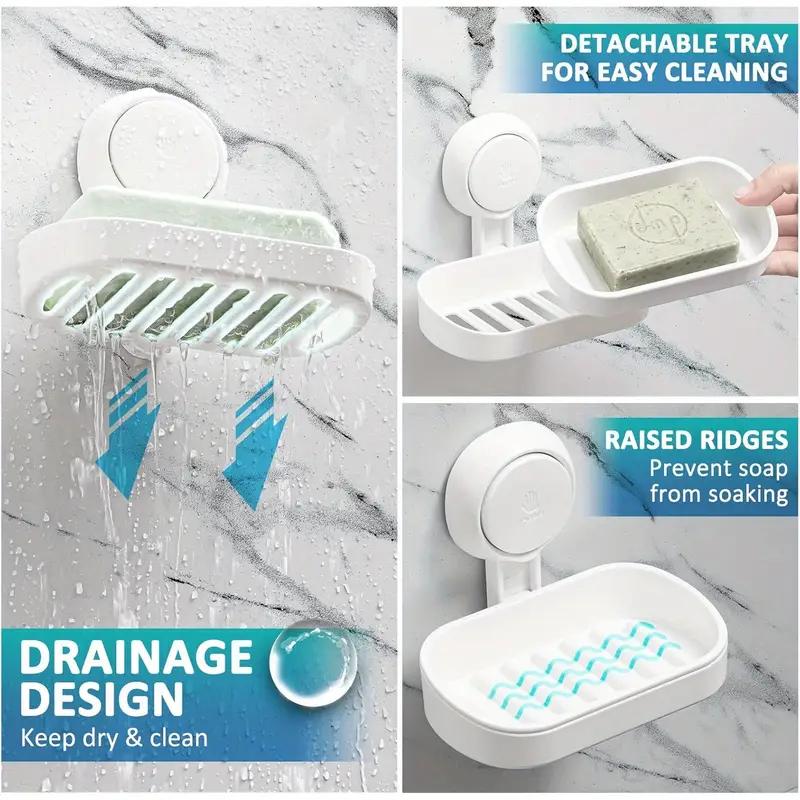 Мыльница на присоске, без перфорации, вакуумная присоска, слив, для ванной, туалета, настенная, присоска, полка, подвесная