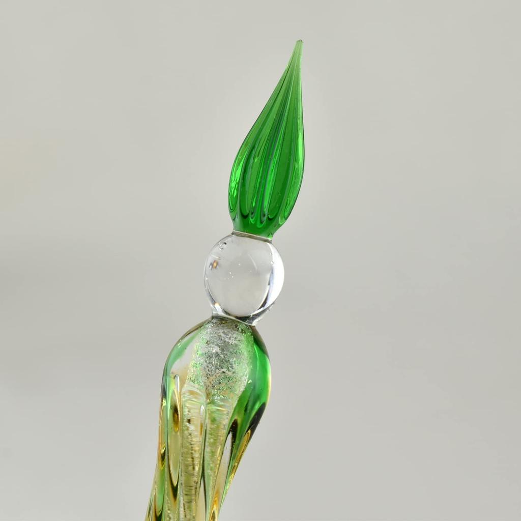 Fourcart Cute Handmade Glass Crafts [Glass Pen Twist] GR 2-Color (1 Green & 1 Orange) Set X 3