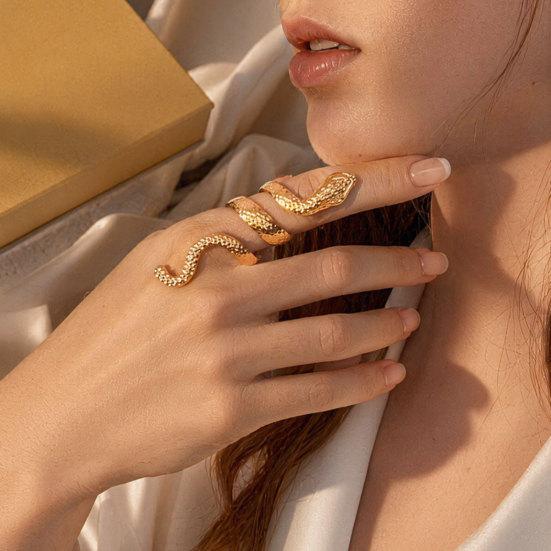 Exaggerated Snake Print Finger Band, Adjustable Open Snake Ring, Three-Dimensional Winding Design Animal Ring for Jewelry Gift
