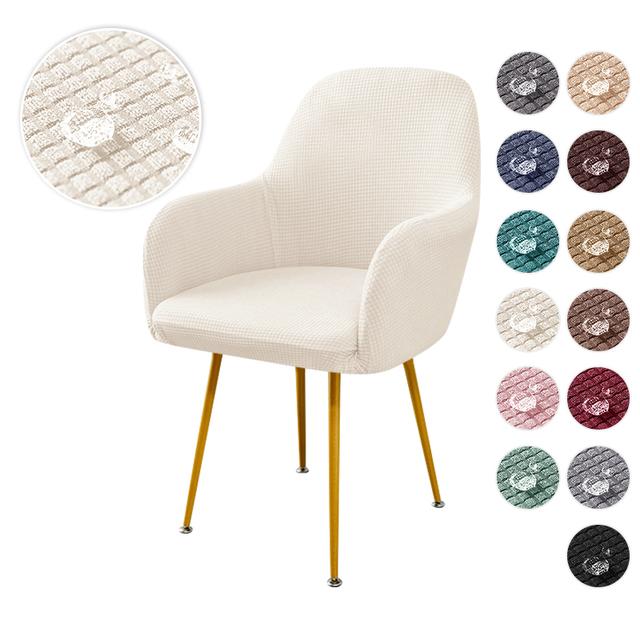 Water Repellent Polar Fleece High Arm Chair Cover Elastic Arc Dining Seat Covers Nordic Solid Color Office Study Chair Slipcover