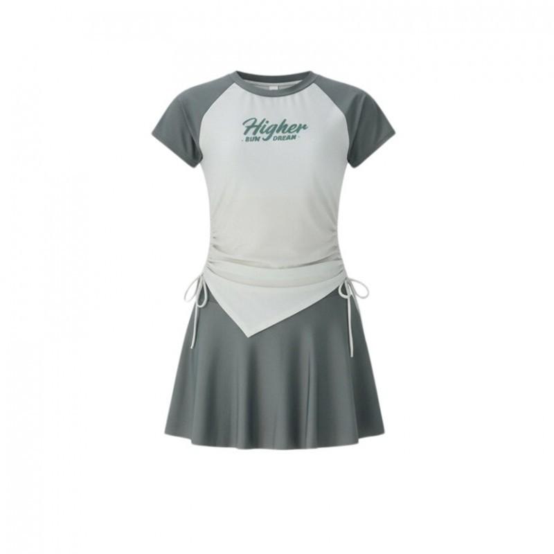 Split Two-piece Suit Color-matched Drawstring Conservative Sports Casual Quick-drying Students 'small Fresh Hot Vacation Swimsuit
