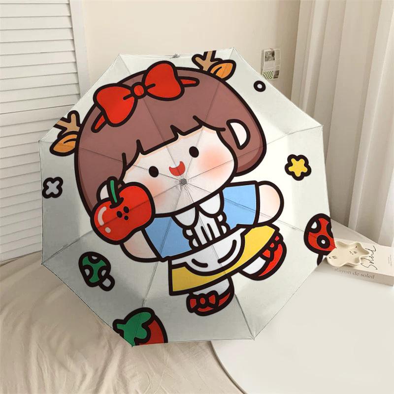 1PC apple mushroom Umbrella-8-Rib Reinforced, Automatic Open, Lightweight & Durable, Cute Fashion Accessory for Outdoor-Y0365