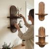 Oval Threaded Arched Floating Shelf Natural Artistic Wooden Stand Boho Style Rack  Plant Decorative