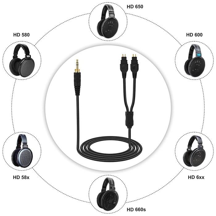 [Sennheiser] Кабель HD 600 3,5 мм на 6,35 мм, 200 см, Черный