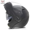 VIRTUE Full Face Motorcycle Helmet With Dual Lens Carbon Fiber Style Decal ABS Shell Flip-Up Design Adult Riders