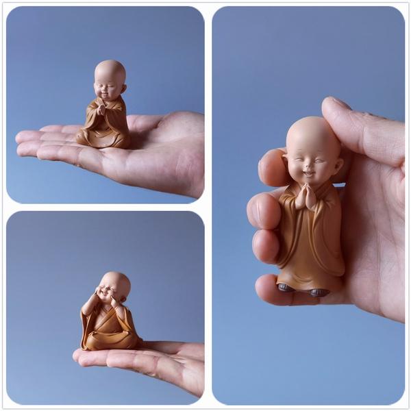 Маленькая милая статуя Будды монаха в китайском стиле, фигурка ручной работы из смолы, украшение для дома, декорZA