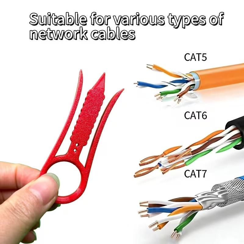 1pc Red Portable Wire Stripper Precise Stripping Non Slip Grip for CAT5 CAT6 CAT7 Network Cable Installation Work