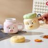 Керамическая кружка со свиньей, милая, с крышкой и ложкой, стакан для воды, домашняя кофейная кружка, кружка для пары, девушки, высокая ценность