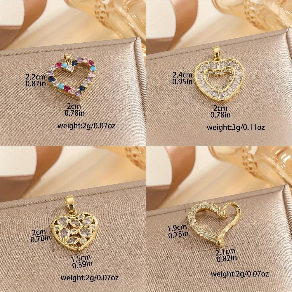Colored Zircon Love Pendant for Women Fashionable Palace Style Elegant and Versatile Stainless Steel Chain Random Colors