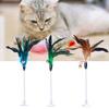 Funny Pet Cat Feather Bell Spring Suction Cup Elastic Playing Interactive Toy