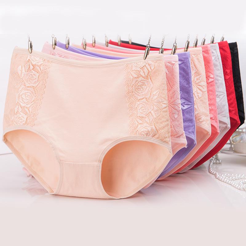 Женские кружевные трусы с высокой талией из чистого хлопка [90-170 фунтов]