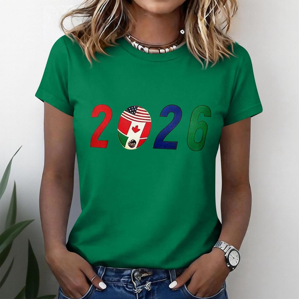 Women's Casual Short Sleeve T-Shirt Crew Neck 2026 Soccer Graphic Print Lightweight Soft Fabric Comfortable Fit