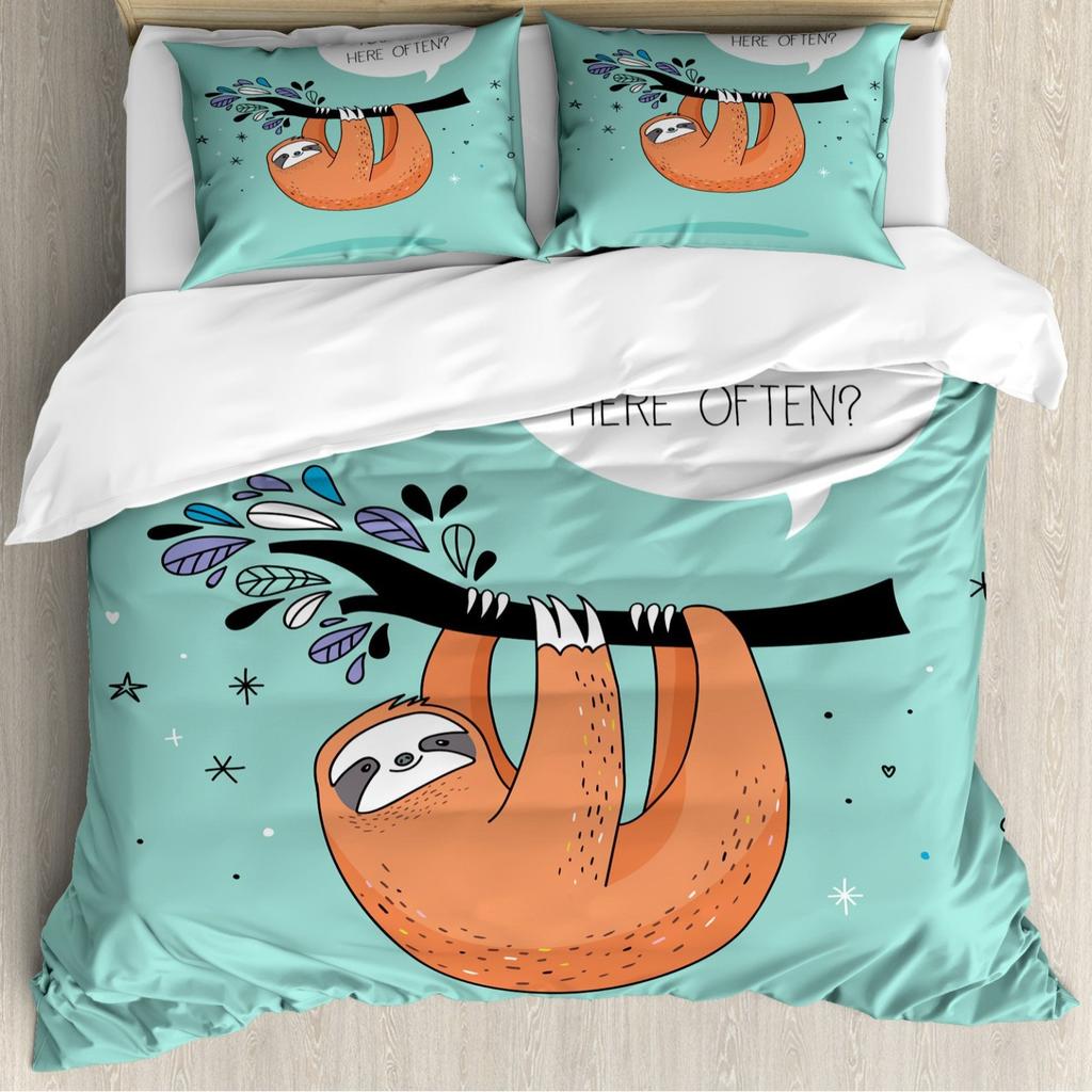 Мультяшный ленивец Комплект пододеяльника Трехпредметный Декоративный постельный комплект для детской комнаты