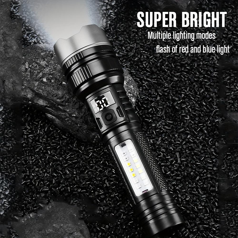Сверхъяркий светодиодный фонарик перезаряжаемый с переменным зумом и красным/синим частотным миганием для кемпинга, рыбалки, семьи, чрезвычайных ситуаций, прочный