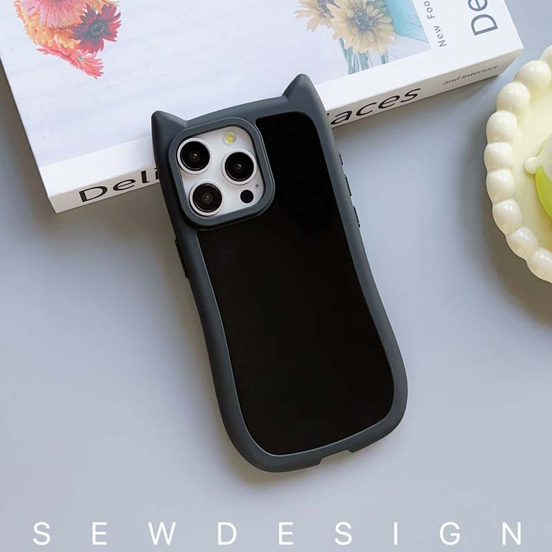 Модный однотонный чехол с кошачьими ушками для IPhone15 13 12 11 14 Pro Max Plus, мягкий силиконовый чехол из ТПУ с защитой от падения, задняя крышка