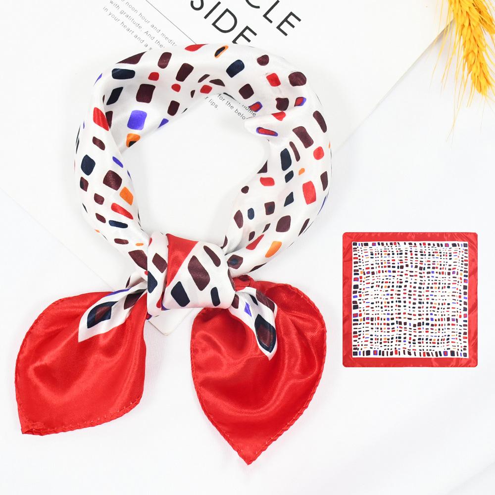 Новый модный высококачественный шелковый шарф квадратный шарф цепочка имитация шелка 50x50 маленький шарф для женщин