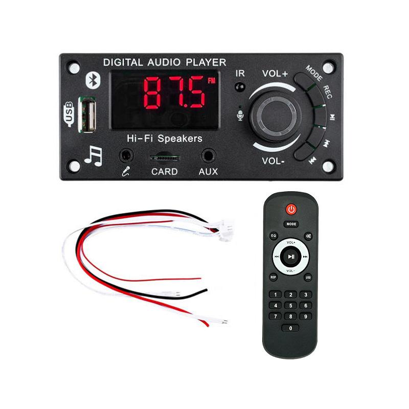 2*50 Вт DIY цифровой усилитель Bluetooth 5,0 MP3 декодер плата автомобильный MP3 музыкальный плеер USB FM-радио TF карта микрофон Aux модуль записи