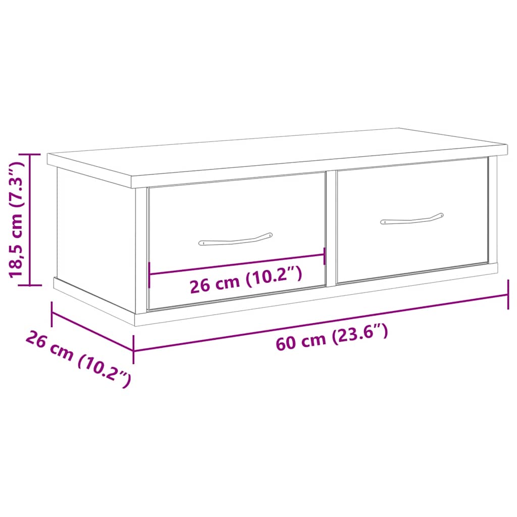 Wall Mounted Cabinet with Vintage Wood Look 60 x 26 x 18.5 cm Particleboard