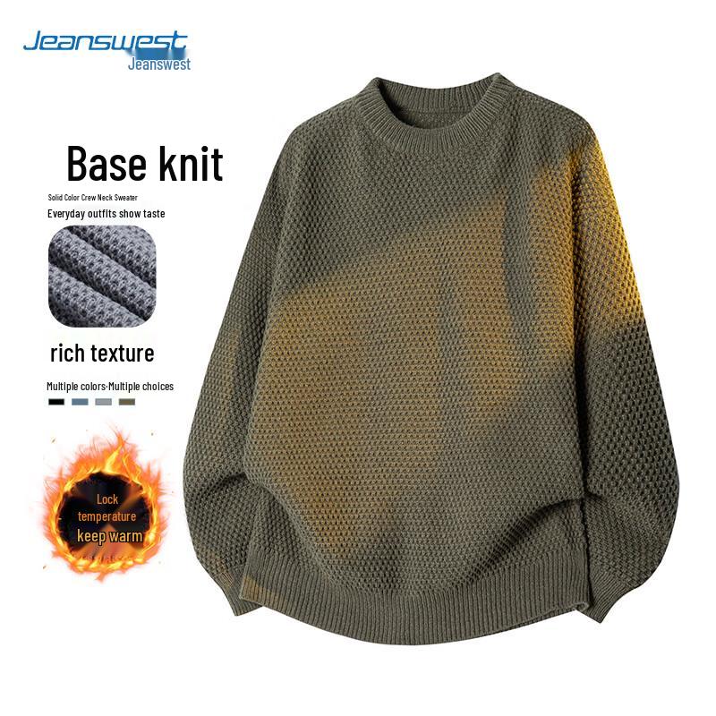 Jeanswest Men's Casual Round Neck Pullover Knit Sweater