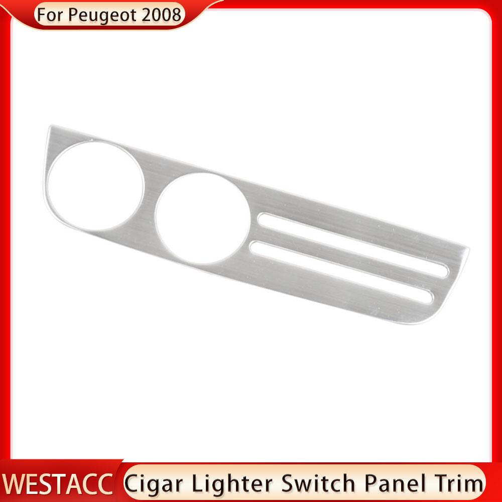 Наклейка на панель выключателя прикуривателя автомобиля, декоративная рамка, накладка для Peugeot 2008 2014 2015 2016 2017 2018 LHD