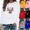Women's Autumn and Winter Plush Clothing Printed Casual Sportswear Long Sleeved Top T-shirt Women's Round Neck Sweater Pullover