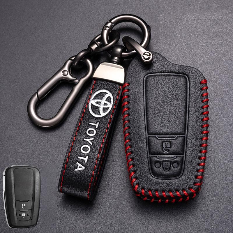 Leather Car Smart Remote Key Case Cover Holder Shell Fob For Toyota Corolla Prius Camry CHR C-HR RAV4 Altis Land Cruiser Prado