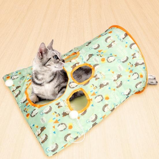 Cat Tunnel Toy Foldable Kitty Tunnel Bag for Indoor Peekaboo Interactive Play Multifunctional Flexible Cat Tunnel Toy with Little Mouse Toy Ball