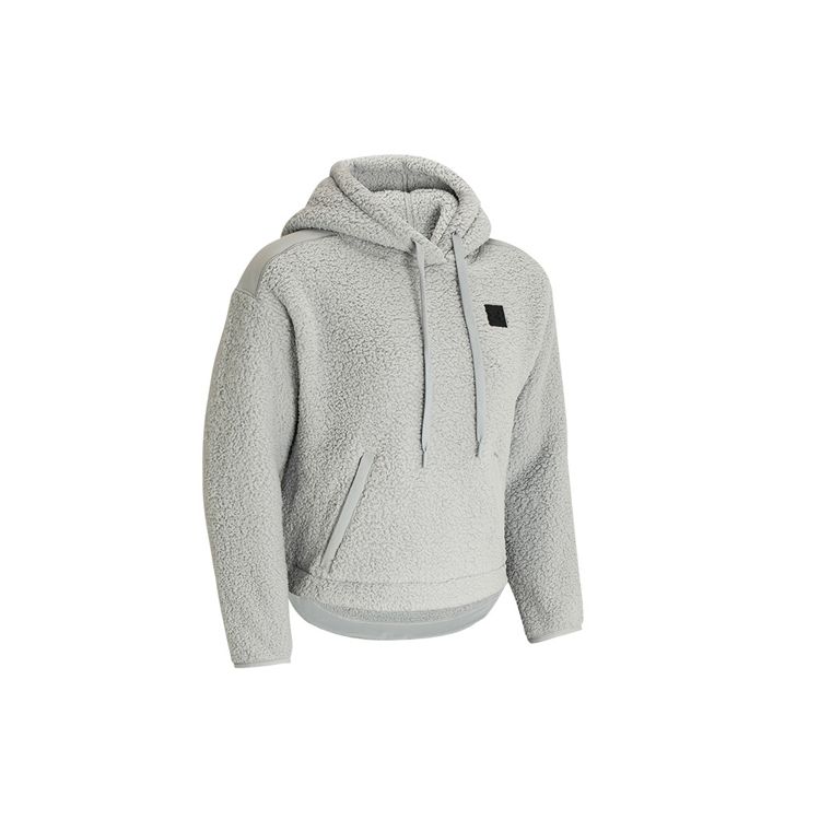 Under Armour Micro Solid Fleece Warm Hooded Sports Sweatshirt Women Sweatshirt Gray 1366952-011
