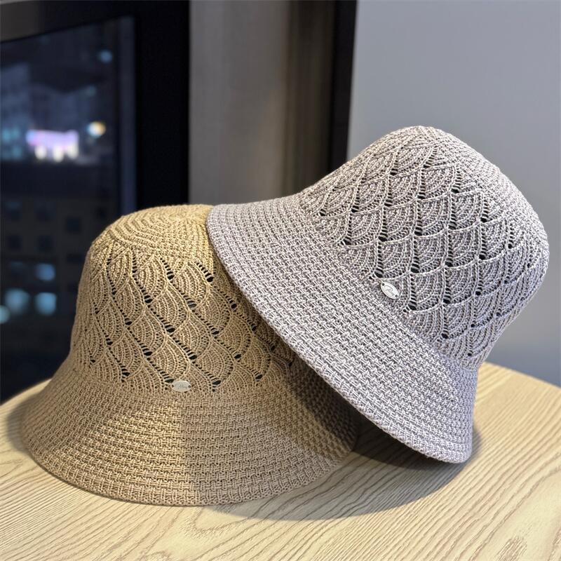2026New solid color simple hollow breathable fisherman hat for women, summer casual versatile foldable bucket hat, sun hat