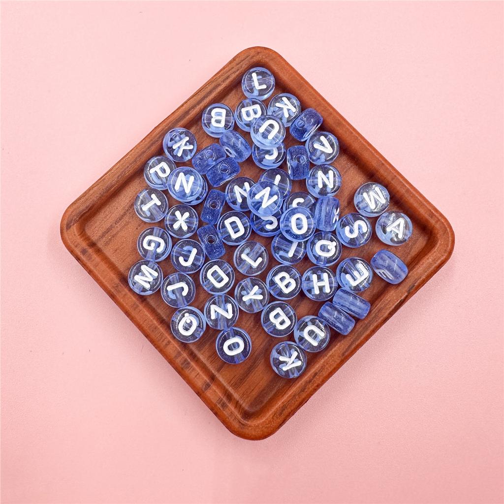 100Pcs 7mm DIY Crafts Transparent Letter For Jewelry Making Loose Beads Necklace Bracelet Pendant Wholesale