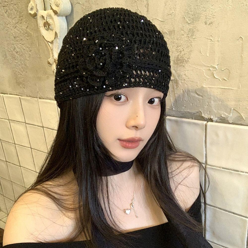 Hollow Beanies Hat Handmade Weave Cap Fashion Crochet Flower Hat Spring and Summer
