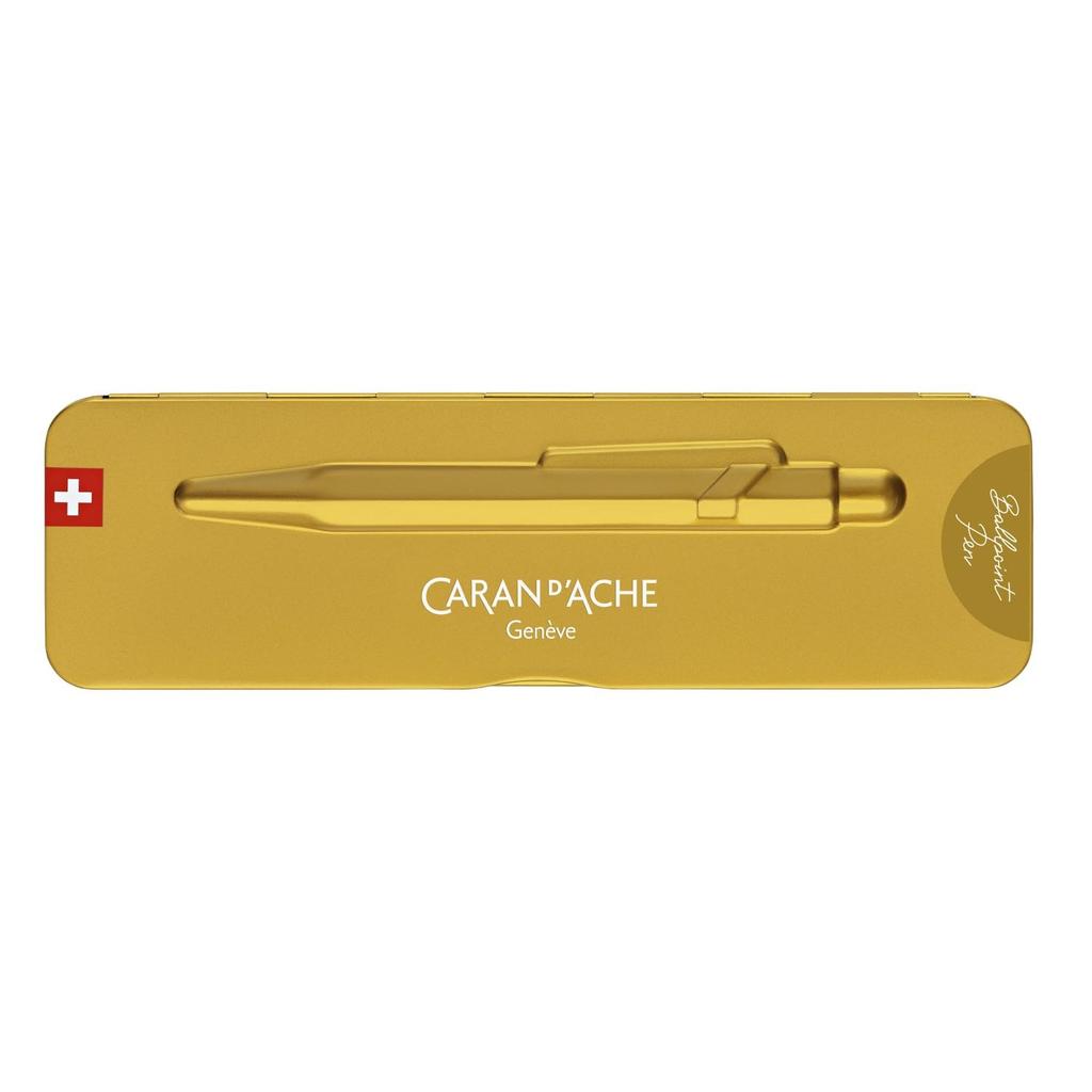 CARAN 849 Премиальная шариковая ручка Золотой металл Официально импортированная ручка D'ACHE, на масляной основе, стержень, NF0849-999, жестяная коробка,