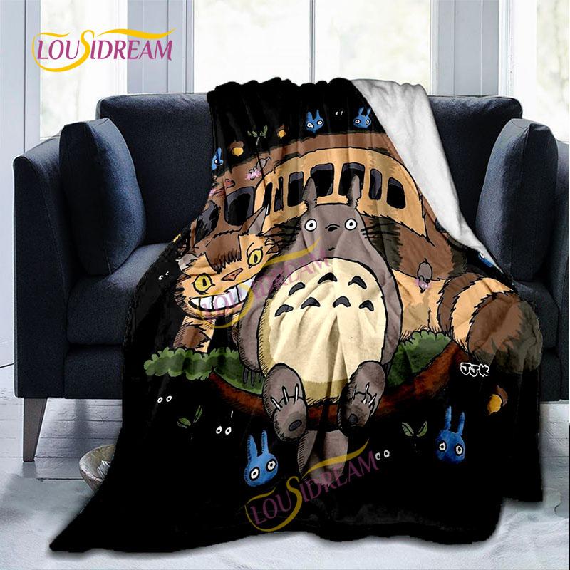 Одеяло с рисунком Тоторо для дома, мультиразмерное одеяло для домашнего офиса, детское ворсовое одеяло, теплое одеяло, походный коврик для пикника.