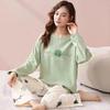 Women's Pajamas Two-Piece Casual Cute Comfortable Sleepwear Homewear Set Tops and Trousers Nightwear Lounge Wear Autumn Winter