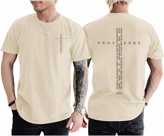 Proverbs 356 TShirt Summer Mens Christian Cross Graphic Tee Minimalist Faith Streetwear Short Sleeve Casual Top