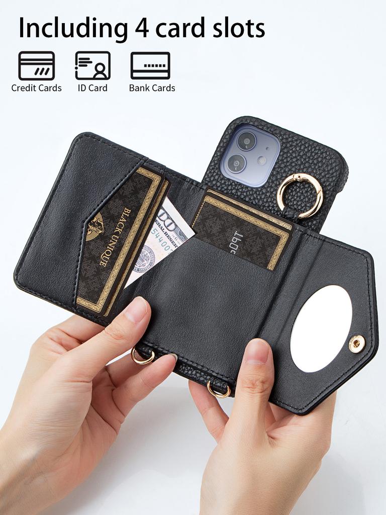 Чехол для телефона из искусственной кожи для Samsung GalaxyA12A13 A14 A22 A24 A25 A32 A33 A34 A35 A52 A53A54Защита от падений, сумка через плечо с зеркалом