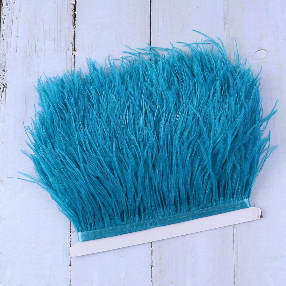 1 метр темно-синей отделки из страусиных перьев 8-10 см натуральное страусиное перо для поделок шитья одежды вечеринки ручной работы DIY лента из перьев