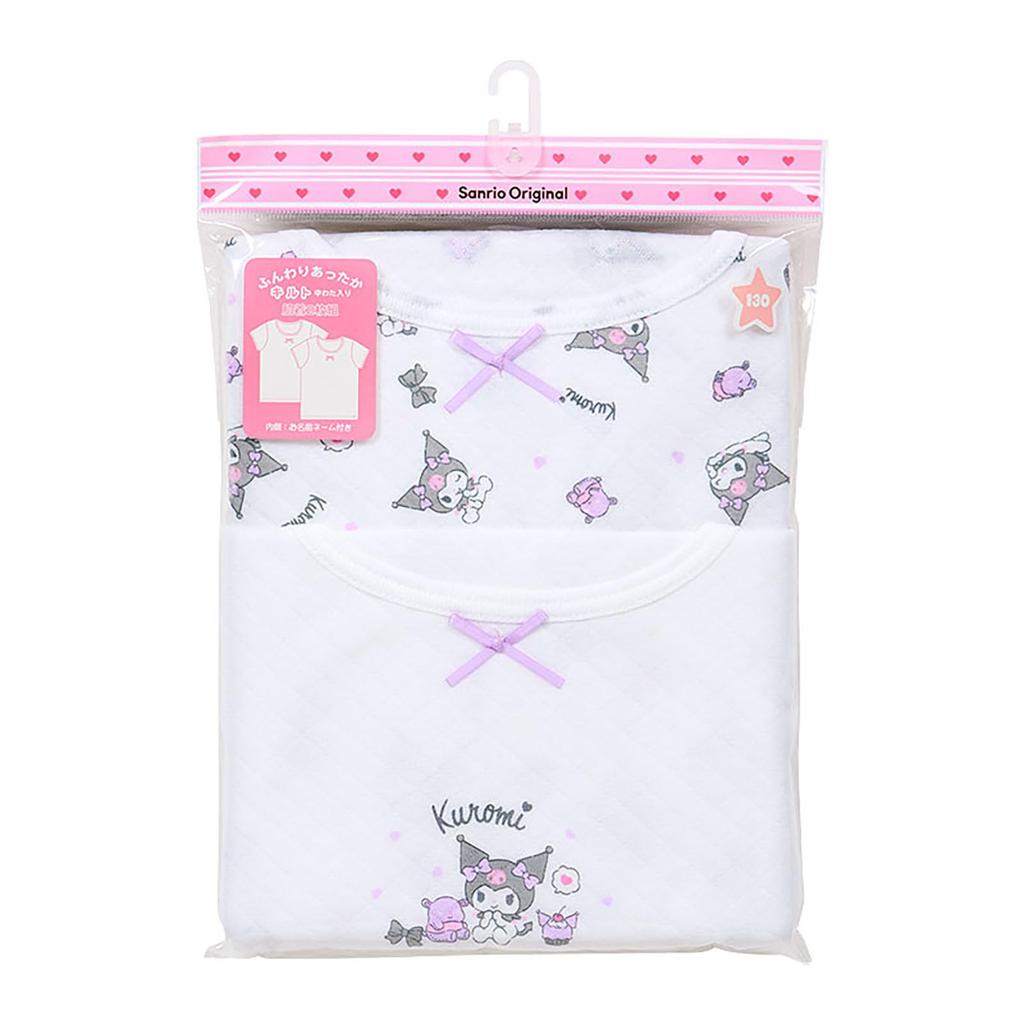 Sanrio Quilted Short Sleeve Undershirt Set with Name Label Product Number 213152 Kids' (2 Pieces), Kuromi, 120cm, Inside,