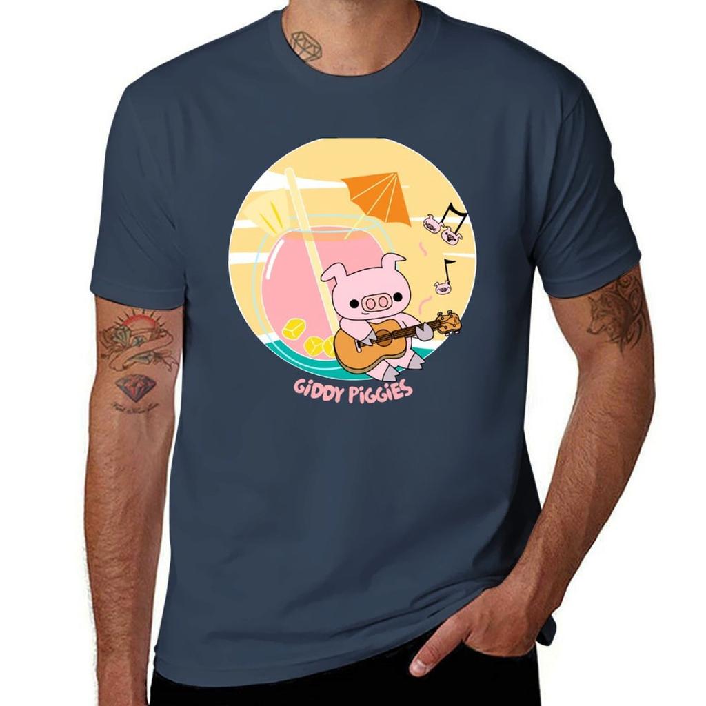 Giddy Piggies Hawaii Ukulele Tshirt Simple Trendy Casual Tshirt