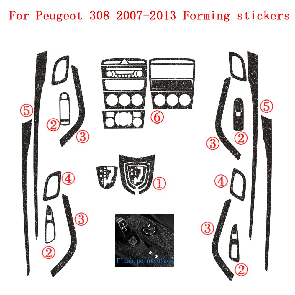 Car-Styling Carbon Fiber Car Interior Center Console Color Change Molding Sticker Decals For Peugeot 308 2007-2013