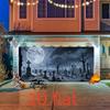 2D door banner horror full moon cemetery Halloween garage door banner suitable for parties and home decoration.PMJ