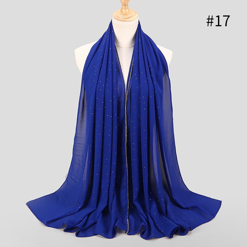 Lain Pearl Bubble Шифон Алмазный Стразы Шаль Шарф Высококачественный Мерцающий Бисер Повязка На Голову Обруч Фуляр Мусульманский Хиджаб Sjaal