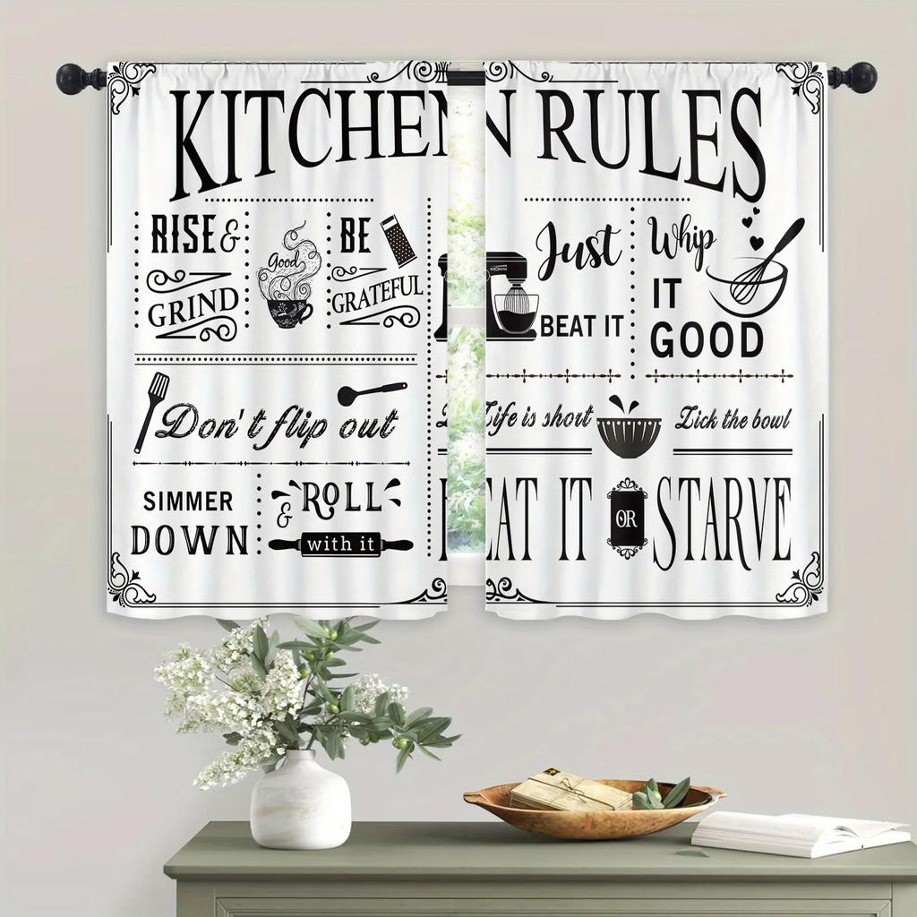 Farmhouse Kitchen Drapes Country Style Rustic Style Fork Knife Retro Window Treatment For Kitchen Bedroom Cafe Living Room Home Dec