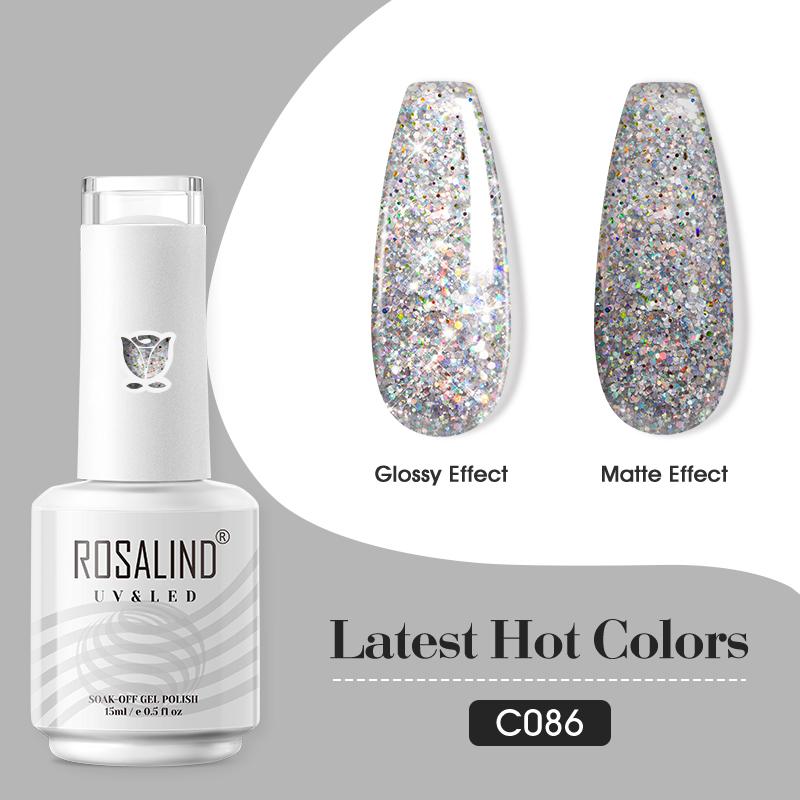 ROSALIND 15ml Shiny Stylish Gel Nail Polish Soak Off Pure Color LED/UV Lamp Nail Gel Bright For Nail Art Design 40 Colors