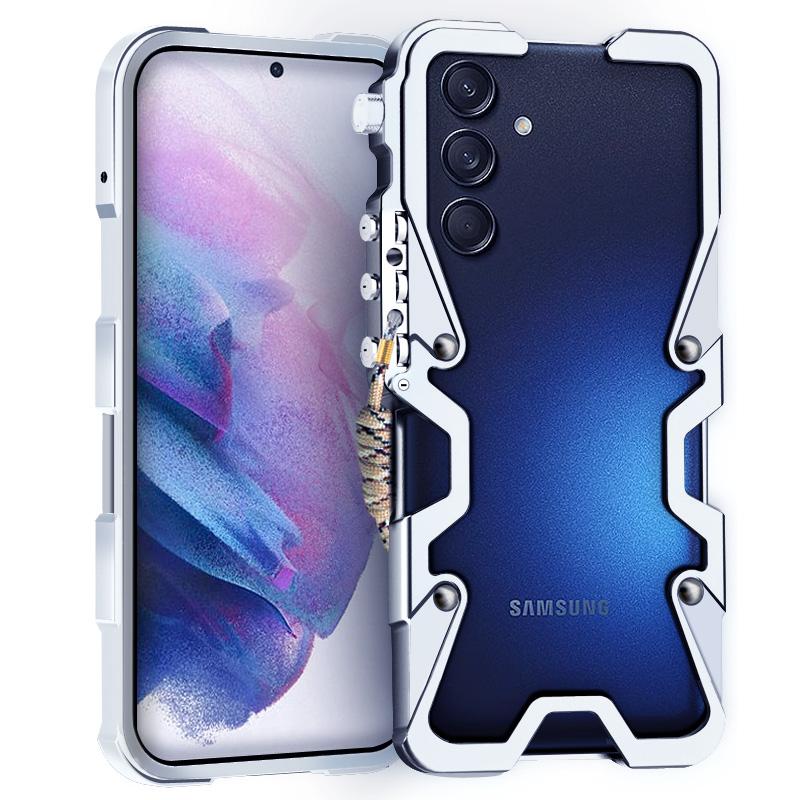 Luxury Armor Metal Aluminum Phone Bumper For Samsung Gaxay C55 M55 M15 M56 M55S F35 Cover Mechanical Purely Handmade Skull Case